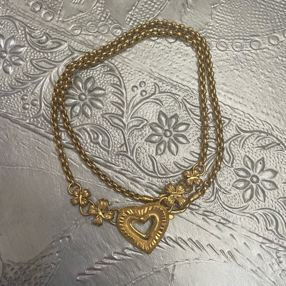 23k solid gold heart flower clover necklace - Picture 11 of 12